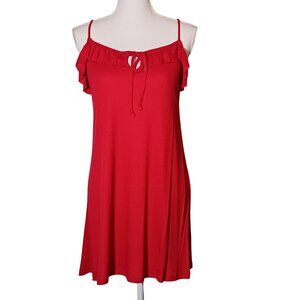 NEW Anthropologie Maronie Red Sleeveless‎ Ruffle Tie Mini Dress Size S